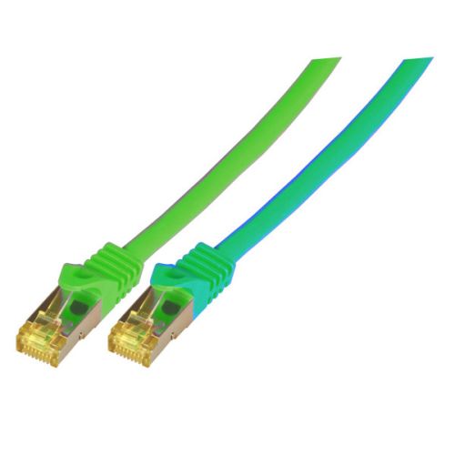 Cat7 10G RJ45 patch kábel S/FTP, LSZH, 0,25m, Cat6A dugókkal, zöld