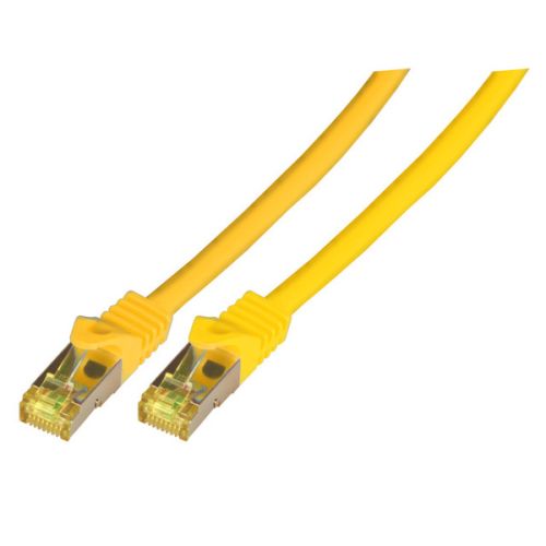 Cat7 10G RJ45 patch kábel S/FTP, LSZH, 10m, Cat6A dugókkal, sárga
